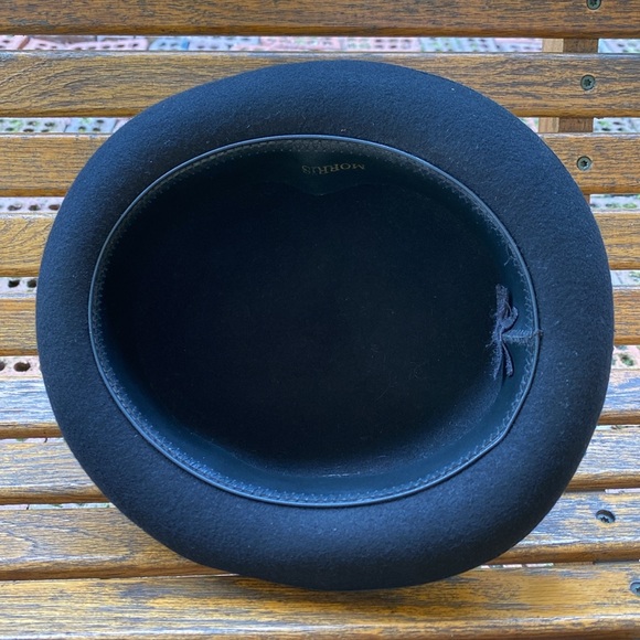 Morris rolled short brim bowler style hat black felt cap 21.5 - Picture 6 of 15